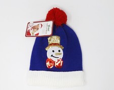 Great Christmas Knit Hat with Sequined Snowman - New