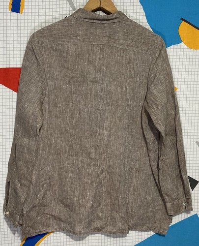 J Jill Shirt Love Linen Medium Button Up Brown Beach Summer Boho - Picture 3 of 5