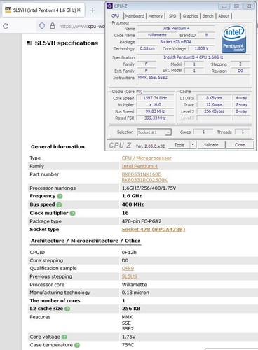 CPU socket 478 INTEL PENTIUM 4 1.6 GHZ/256kB/400 MHz SL5VH (core Willamette) - Foto 2 di 2
