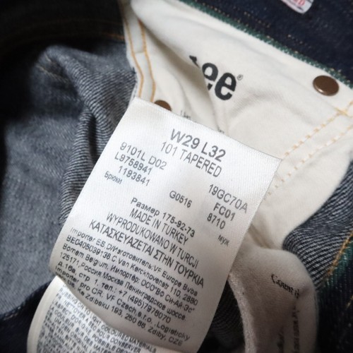 Lee 101 Tapered Selvedge Denim Jeans Size 30 Made in Turkey Vtg - Picture 9 of 12