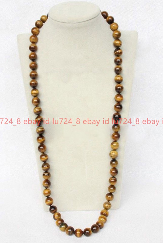 Gemstone Natural Fine Pendants 12 - 18 In Necklace Natural 8/10/12/14mm Yellow Tiger's Eye Gemstone Beads Necklace 36 Tiger's Eye Yellow Natural Fashion Necklaces &amp; Pendants