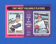 1975 Topps Baseball #205 - 1967 MVPs Orlando Cepeda & Carl Yastrzemski (HOF)