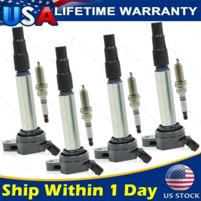 4Pack Heavy Duty Ignition Coil Iridium Spark Plug For Toyota Corolla Prius UF596