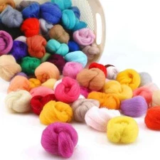 30/50pcs Colors Fibre Wool Felt Yarn Roving for Needle Felting Hand Spinning DIY
