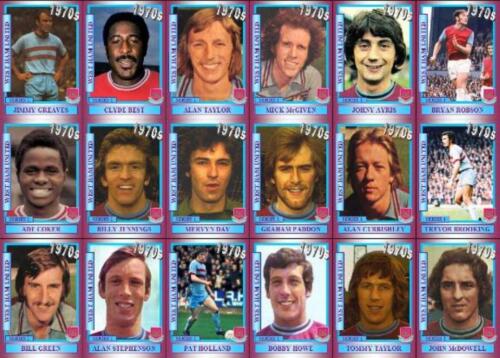 West Ham United 1970's vintage style Football Trading cards - Decades collection - Afbeelding 1 van 1