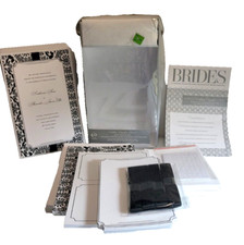 Kit de invitación imprimible damasco negro Gartner 40 unidades patrón negro sobre blanco