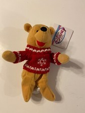 DISNEY STORE WINNIE THE POOH CHRISTMAS SNOWFLAKE SWEATER BEANIE PLUSH BEAN BAG