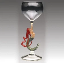 Vintage 1996 Mermaid Blown Glass Goblet Signed by Milon Townsend