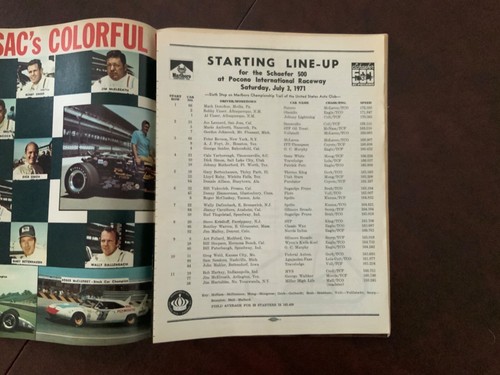 Original Program of the First Pocono 500 (Schaefer 500 at Pocono) July 3, 1971 - Picture 2 of 2