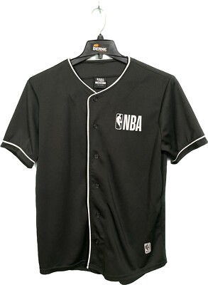 Authentic NBA #46 Basketball Black Button Baseball Style Jersey Mens,  Medium