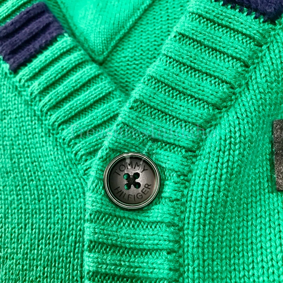 Cárdigan Suéter Vintage Tommy Hilfiger Juvenil Verde 100% Algodón L/G 12-14 Foto 4 de 4