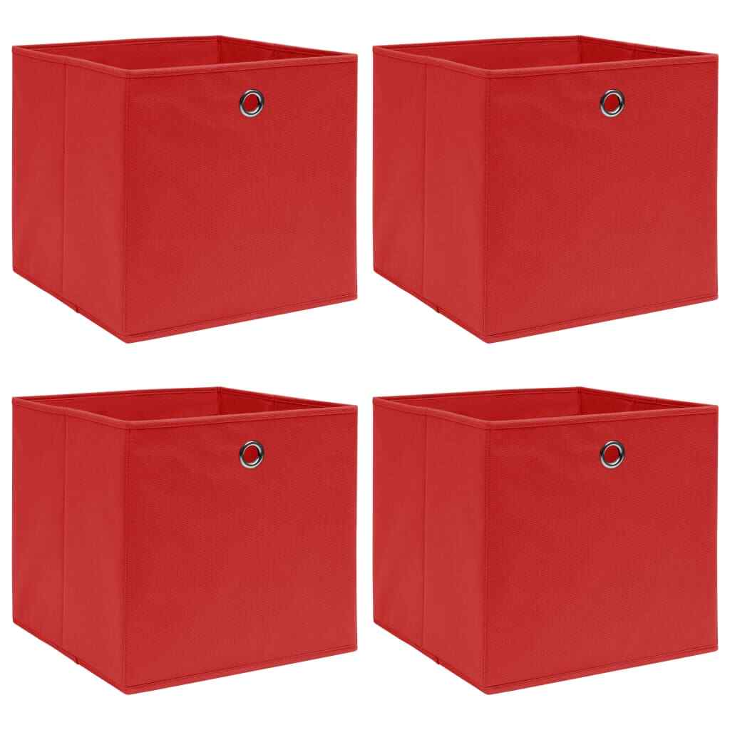 vidaXL Storage Boxes 4 pcs Red 32x32x32 cm Fabric