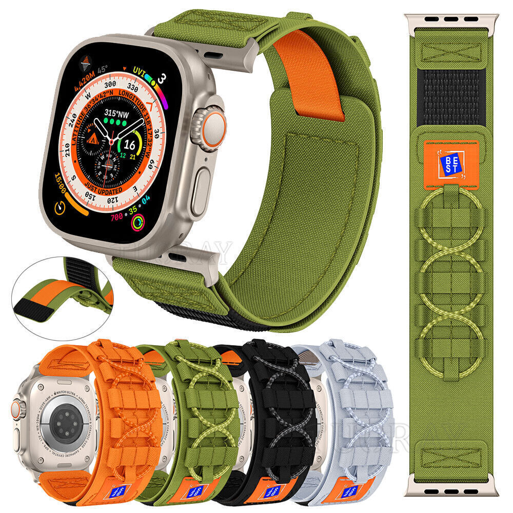 For Apple Watch Series Ultra 9 8 7 6 5 41/42/44/45/49mm Rugged Nylon Band Strap