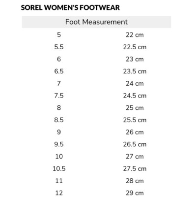 Sorel Kids Size Chart Sorel Shoe Size Chart Size Chart Sorel