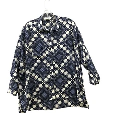 Sans Souci Oversized Chiffon Overshirt Womens XS Button Down High Low Paisley