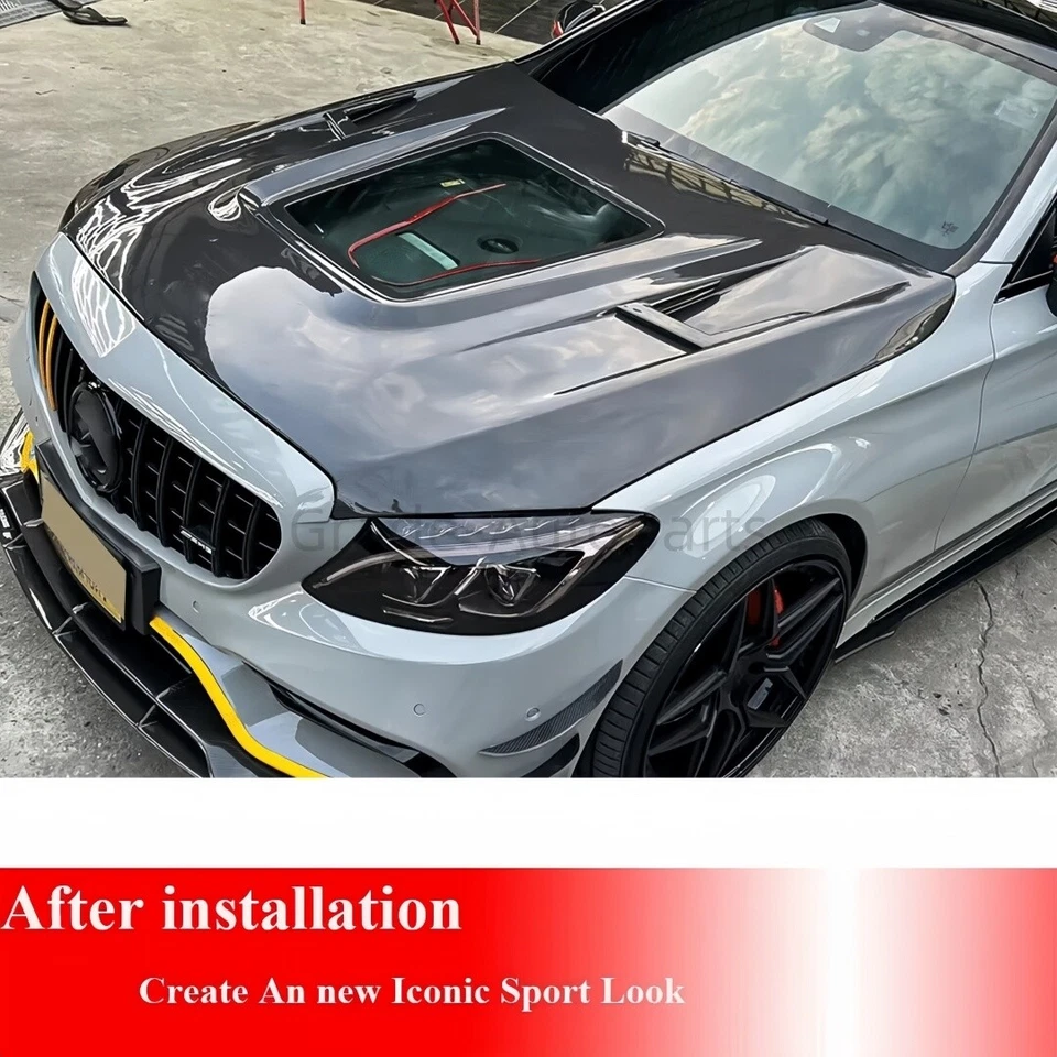 НАСТОЯЩАЯ УГЛЕРОДНАЯ крышка капота двигателя для Benz W205 C250 C300 C43 2015-2019 - Изображение 2 из 4