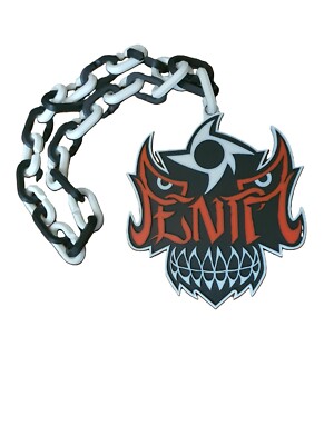 Penta Skull Bones Lucha Mask WWE Logo Necklace Chain 32'' Raised Textured Pendant