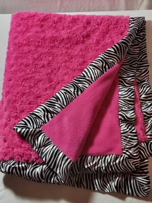 Mini Muffin Baby Girl Pink Blanket 30x36 Security satin Zebra RARE