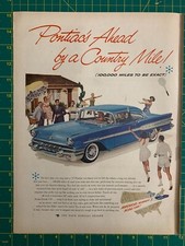 1957 Vintage Pontiac 2-Door 100,000 Mile Testing 347 Engine Ahead Print Ad L1