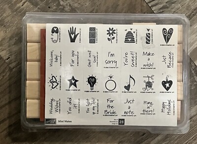 Stampin' Up! Mini Mates Set Of 28 Rubber Wooden Stamps Retired 2002 NEW ...