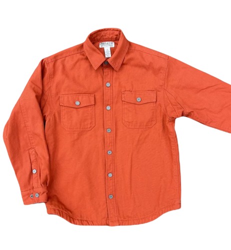 DULUTH TRADING CO ORANGE DENIM SNAP 