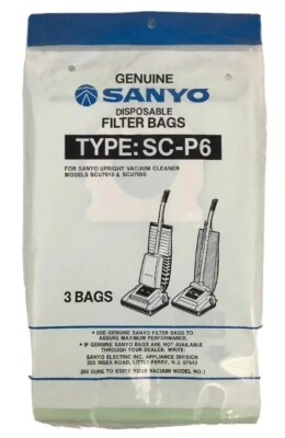 Sanyo 3 Count Vacuum Cleaner Filter Bags Type SC-P6