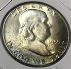 1955 P Franklin Half Dollar - BU - Monster Rainbow Toning - Key Date