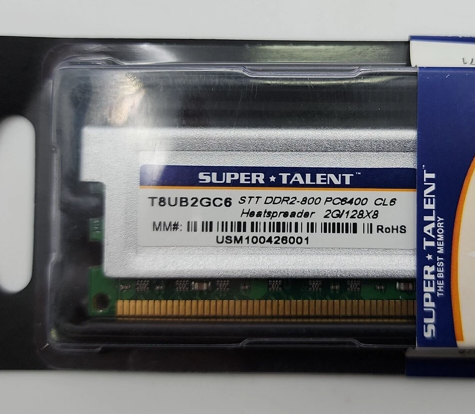 Super Talent T8UB2GC6 2GB SST DDR2-800 PC8400 CL6 Desktop Memory *NEW* - Image 3 of 3
