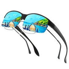 Trysee  Polarized Fit Over Glasses Sunglasses for Men Women with Semi Rimle