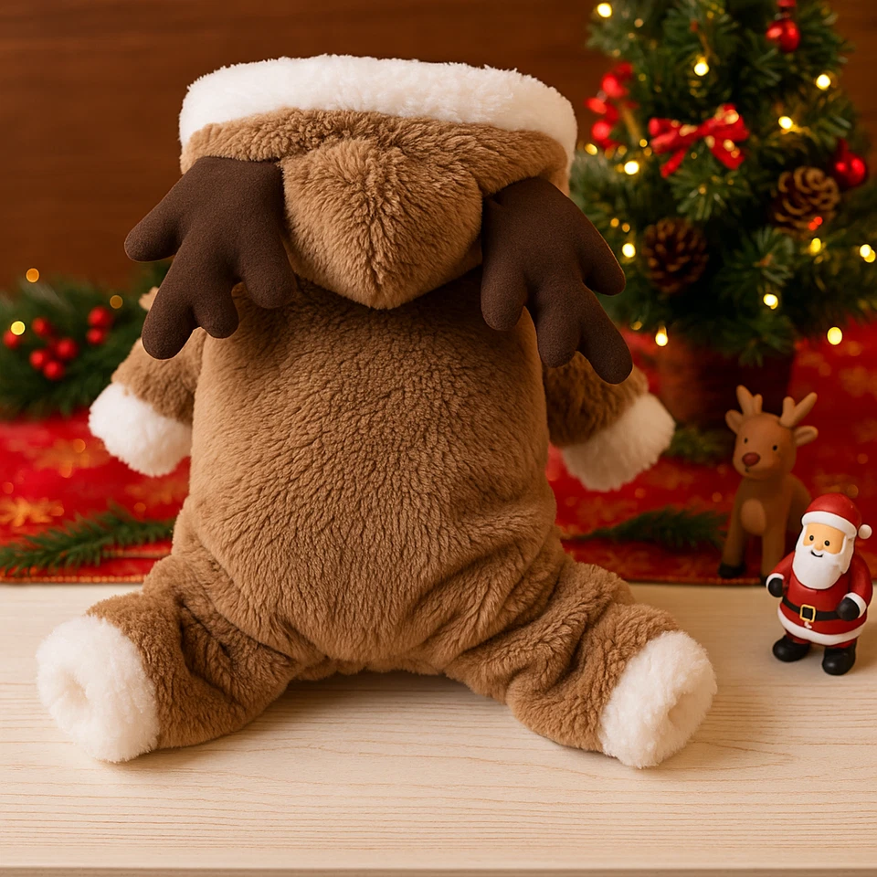 Disfraz de perro reno - Disfraz de felpa marrón polar Navidad mascota talla M Foto 4 de 4