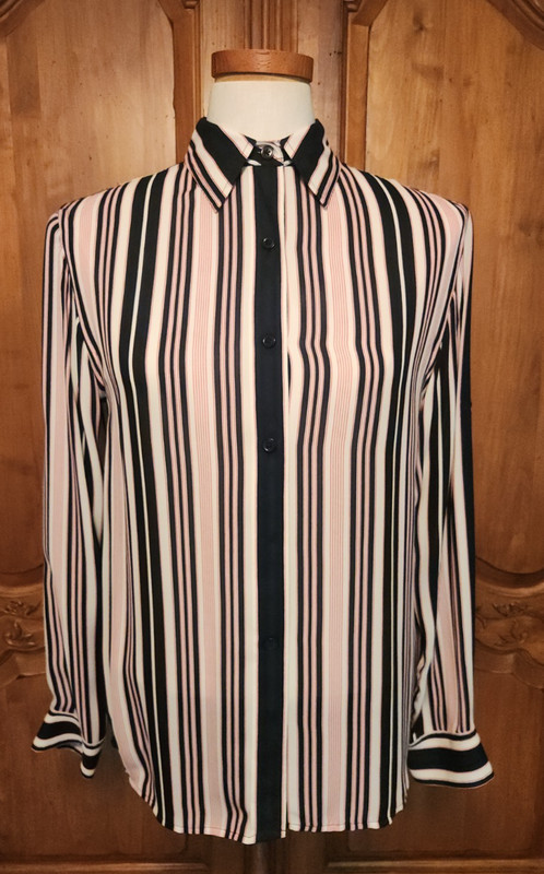 Lot - RALPH LAUREN Collection, Talbot Silk Stripe Blouses Tops Shirts