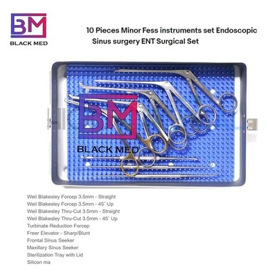 10pc Minor FESS Instrument Set Endoscopic Sinus Surgery ENT w/ Tray