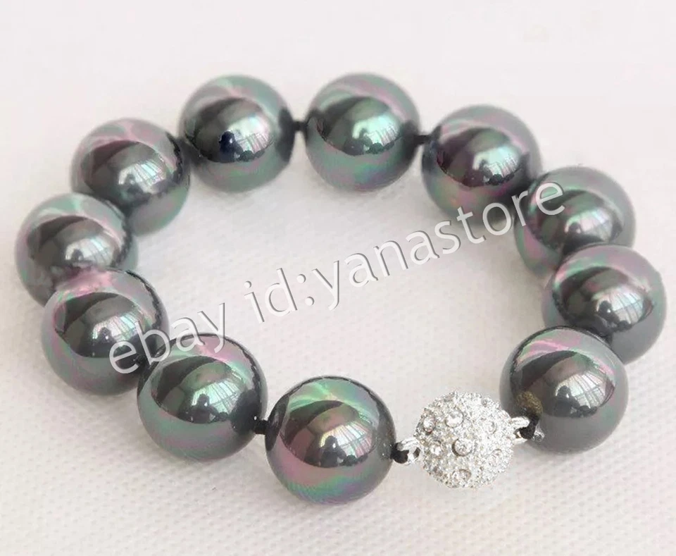 12 Farben Mehrfarbig Südsee Muschel Perle Rund Perlen Armband Magnetverschluss - Bild 3 von 4