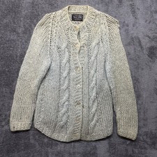 Vintage Mary Lewis Sears Cardigan Women Small Green Wool Mohair Wool Blend 60s