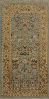 Ziegler Egyptian Blue Accent Rug 2x3 Floral Animal Design Hand-made Foyer Carpet