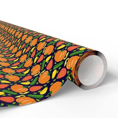 Pumpkin Pattern Wrapping Paper Roll   Fall Halloween Gift Wrap