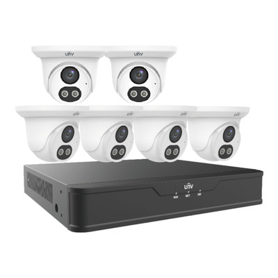 UNV 8-Ch 4K NVR Kit EK-S31P8DLT46T2 6x 4MP Dual Light Turret Mic 2TB HDD NDAA