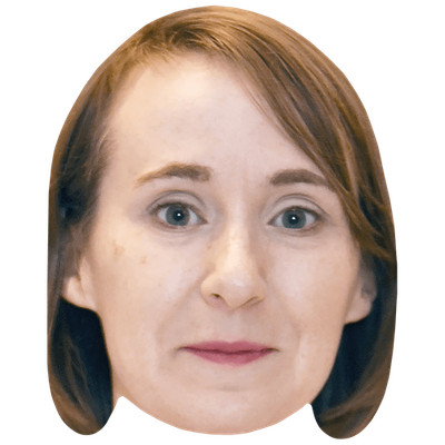 Bryony Hannah (braune Haare) großer Kopf. Größer als das Leben Maske.