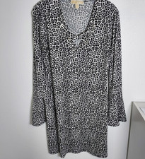Michael Kors Women's Bell Sleeve Printed Shift Dress Black Size M