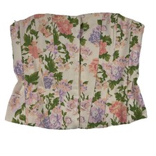Zara Floral Corset Top Pink Green Lilac Hook and Eye Closure Size M 3067/134/050