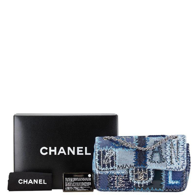 Chanel Coco Mark Patchwork Chain Shoulder Bag Blu… - image 7
