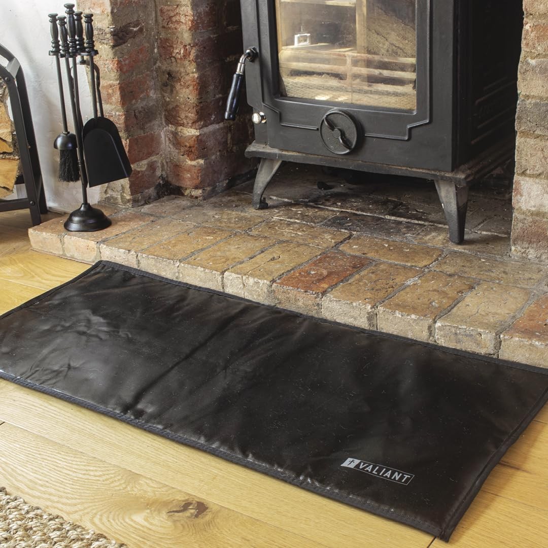 Valiant Fire Resistant Protective Hearth Mat - 98cm x 43cm Black 9090₽