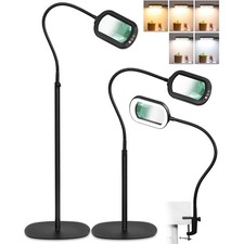 30X 10X Extra Large Floor Magnifying Glass with Light and Stand, 56in Adjustable
