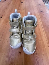 Plae Max Hi Top Sneakers Girls Size 3 GOLD Metallic Leather Shoes A4