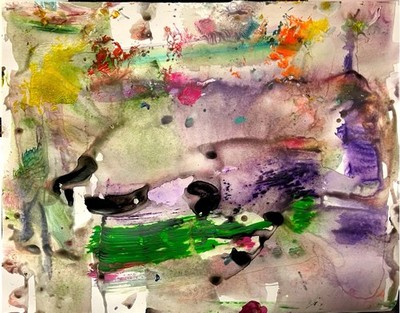 11 X 14 Abstract Acrylic Art on Paper Colorful Handmade Signed Original Painting