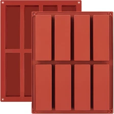 JOERSH 2Pcs Granola Bar Mold Rectangle Silicone Candy Bar Mold Deep for Baking C