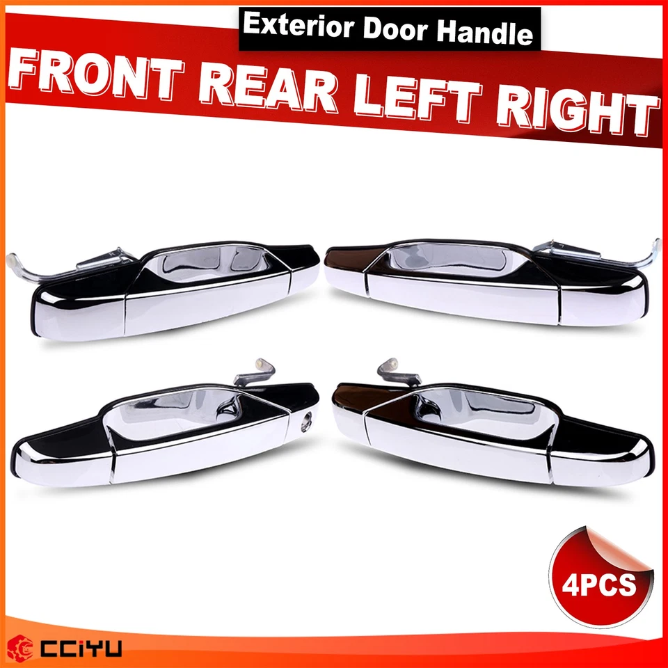4x Manijas de puerta delanteras traseras cromadas para Chevy Tahoe GMC Yukon Sierra Denali 07-13 Foto 2 de 4