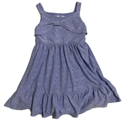 Emma & Elsa Eyelet Sleeveless Dress Girls Size 6 Bow Blue Purple Spring Vacation