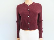 CHANEL 24A Burgundy Melange Knit/Gripoix Buttons Cardigan Sweater F 36/US 4