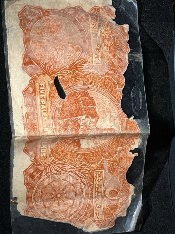 1939 Palestine Currency Board 5 Pounds Banknote British Mandate Rare